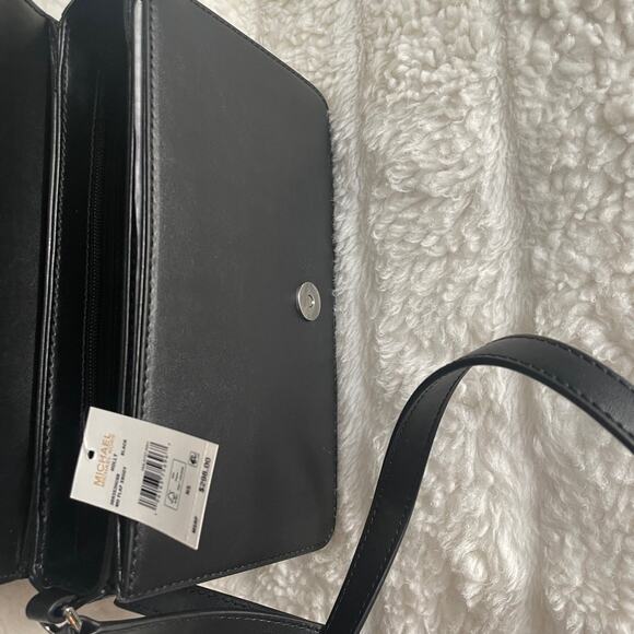 Brand New Michael Kors LOGO Black Gray Crossbody Purse Bag Black MSRP $298 - Picture 9 of 10